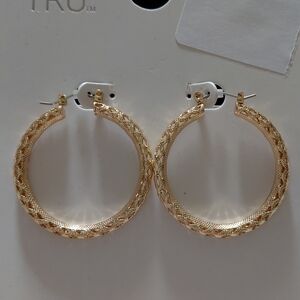 Time and Tru Gold Braided Textured Hoop Earrings
